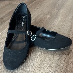 Black Rivet Aoife Girls Mary Jane Black Velvet Flat Strap Dress Shoes